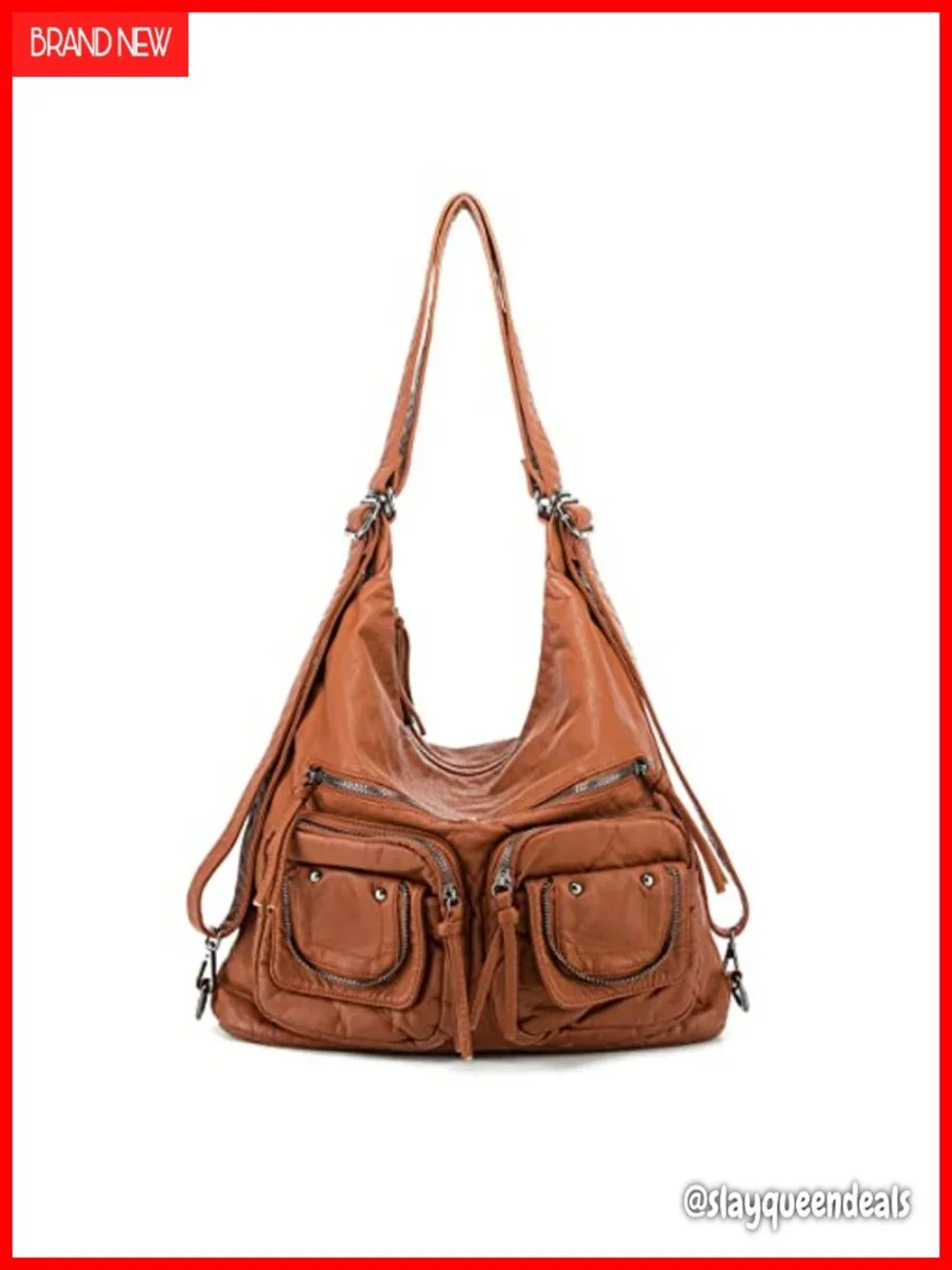 PU Leather Large Hobo Shoulder Bag Crossbody Backpack Tote